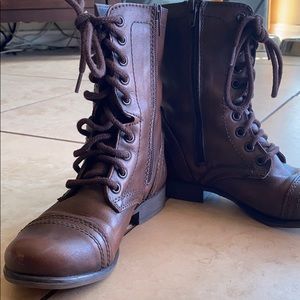 Brown Steve Madden combat boots